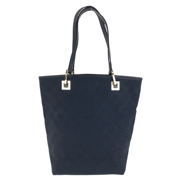 Gucci Black Gold Hardware GG Canvas Leather 002 1099 Tote Bag